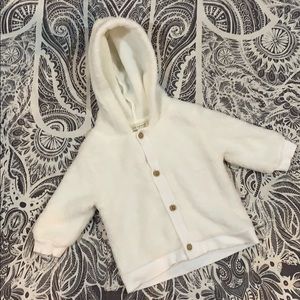 White Fluffy Fleece Button Up Sweater